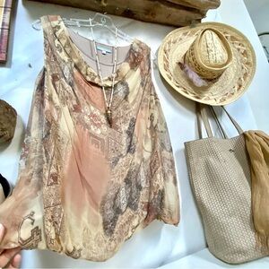 FALL vibe SILK made in ITALY blouse w resort vacay vibe